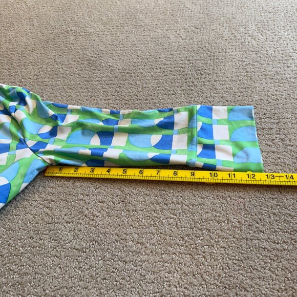 J McLaughlin Brynn Shirt Dress Lyford Jersey Preppy Geometric Print Aqua LARGE - Picture 13 of 16